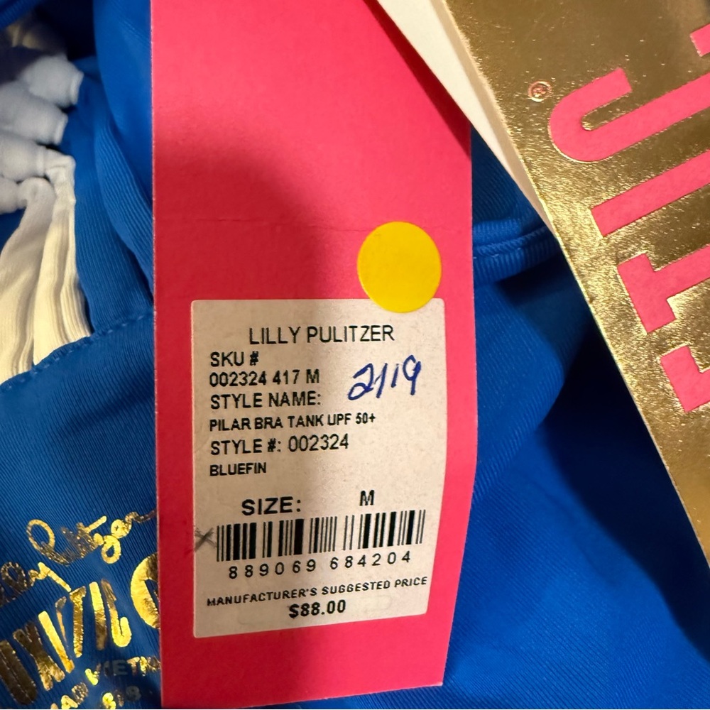 NWT Lilly Pulitzer Luxletic Pilar Bra Tank UPF 50 in Bluefin - Picture 5 of 7